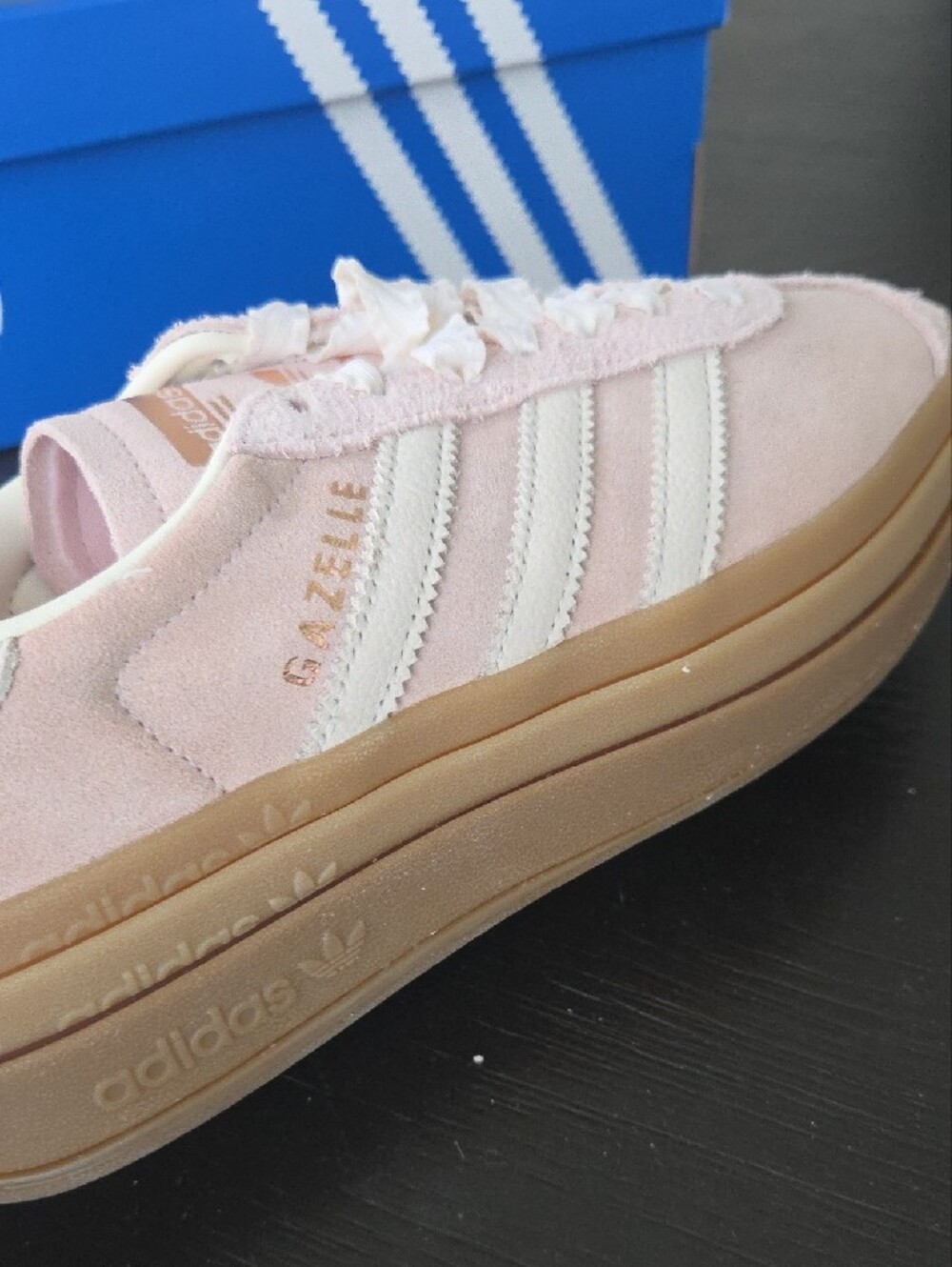 NWT Adidas Women's GAZELLE BOLD 'Sandy Pink Off White' Shoes IH4209 - Picture 6 of 10